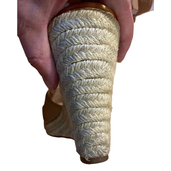 Cole Haan Heels Womens 8.5 B Hart Slingback Espadrille Wedge Beige Faux Leather - Picture 6 of 12